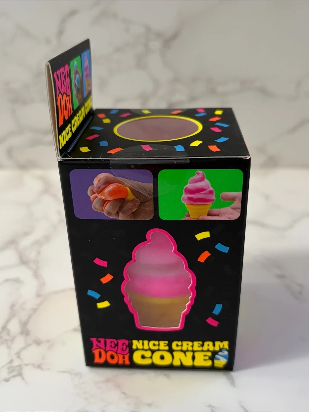 NeeDoh Nice Cream Cone Ice Cream Swirl Pink Squishy Toy Fidget Stress New